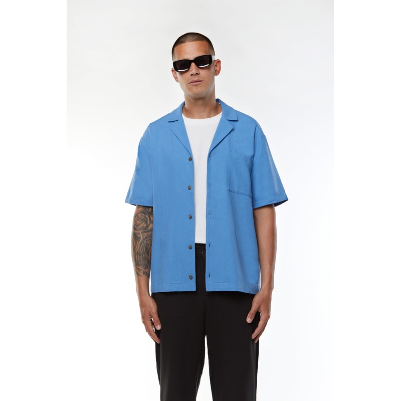 LINEN BUTTON UP SHIRT Taupe Extra Small