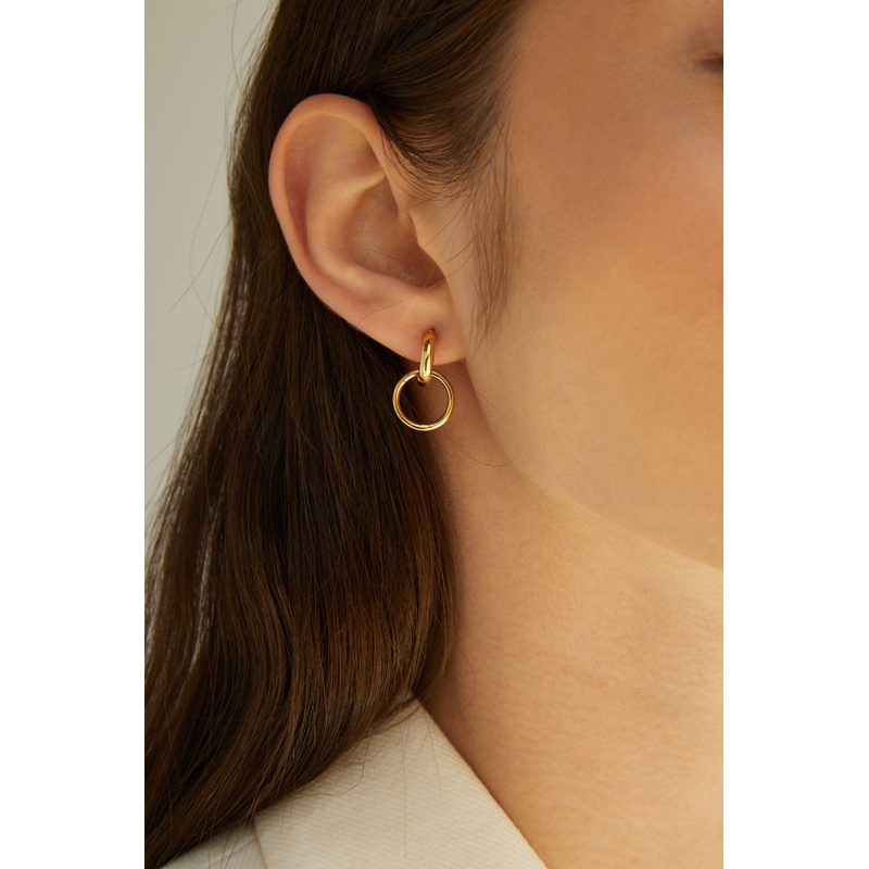 LINKED HOOP EARRING Gold One Size
