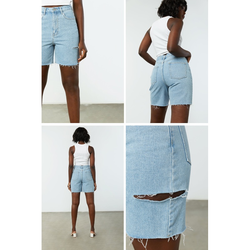 LONG DENIM SHORTS Light Wash 25