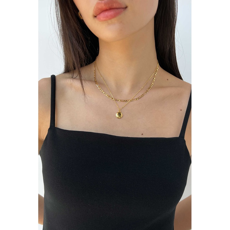 LONG LAYERED NECKLACE Gold One Size