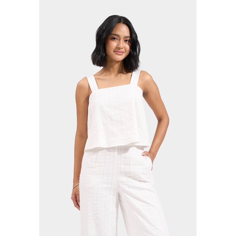Sleeveless Dobby Blouse Off White Extra Small
