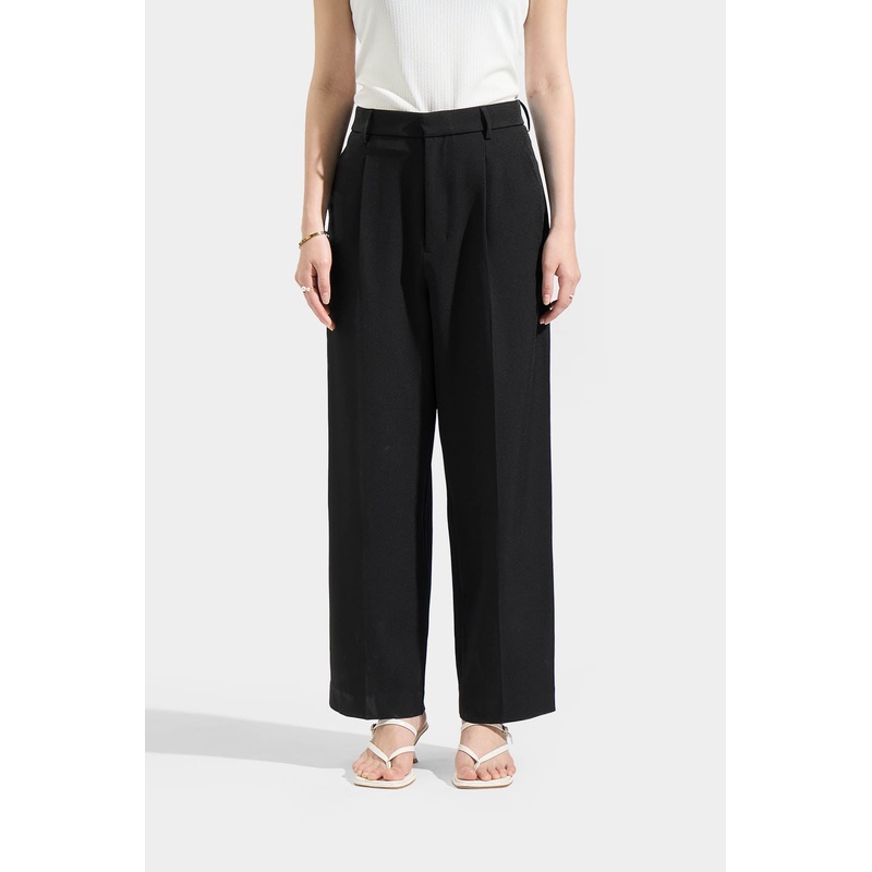 Straight Leg Trousers Black Extra Small