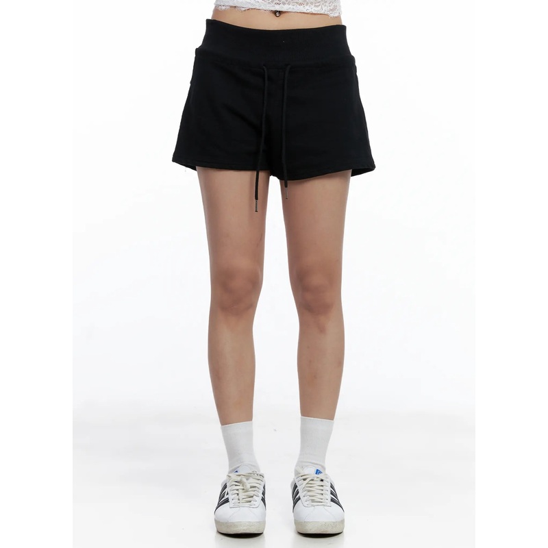Cotton Casual Drawstring Shorts CL510 Black S/M
