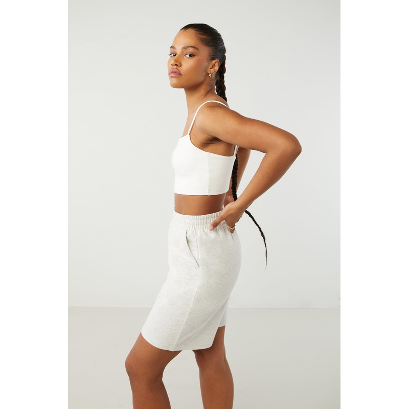 COTTON FRENCH TERRY SHORT Heather Light Gray Extra Small