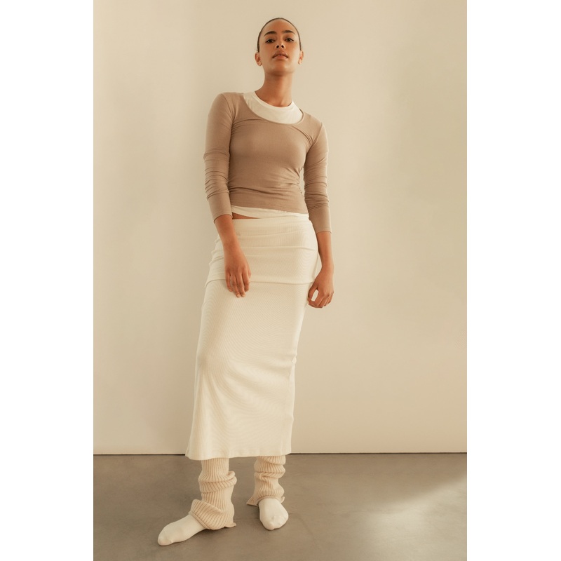 KNIT MAXI SKIRT Whisper White Double Extra Small