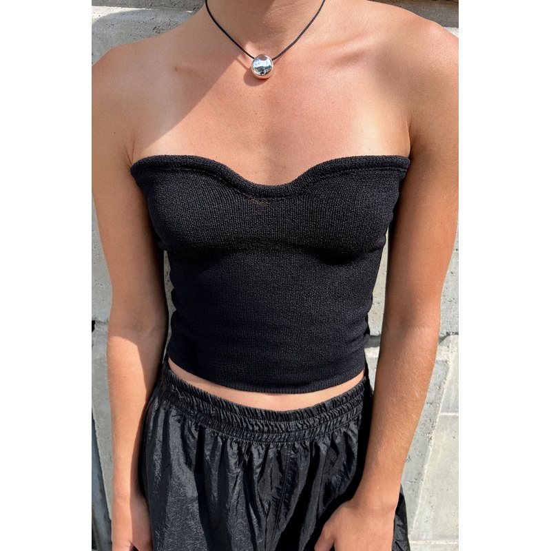 KNIT TUBE TOP Black Small