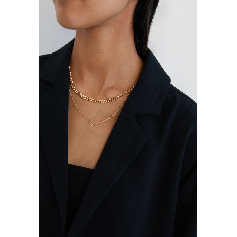 LAYERED CHAIN NECKLACE Gold One Size
