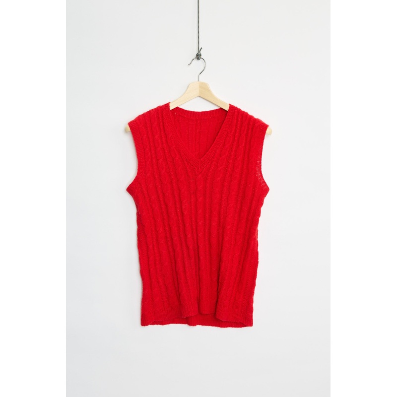 Home-knitted cable-knit vest (S) S