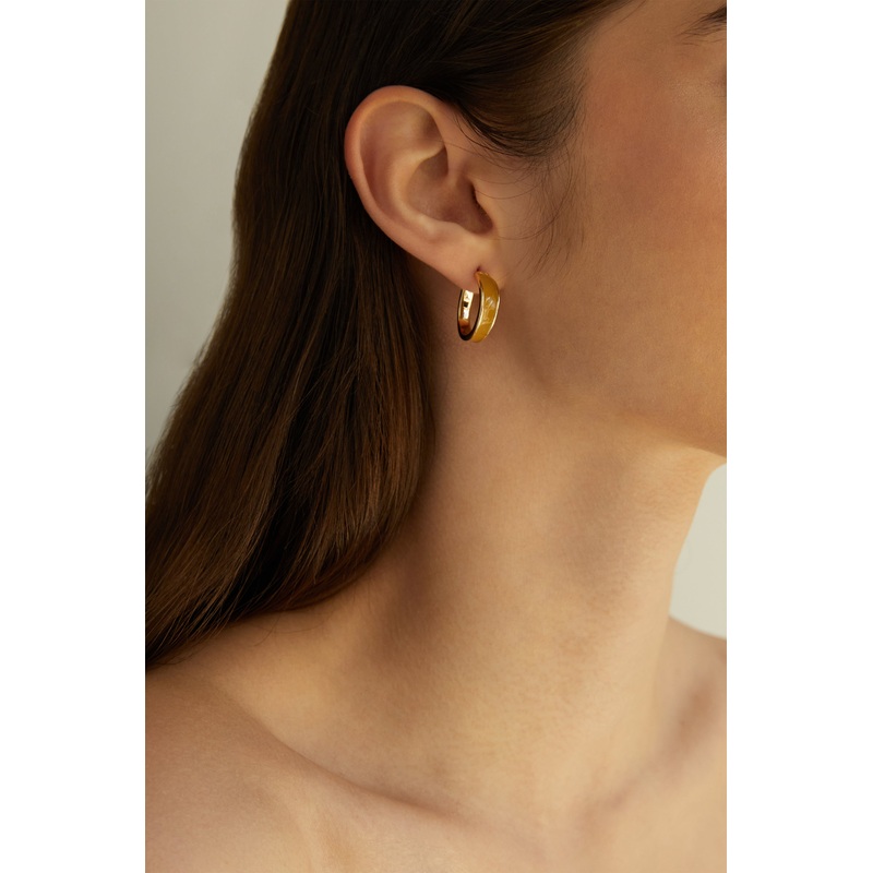 HOOP STONE EARRING Brown Gold One Size