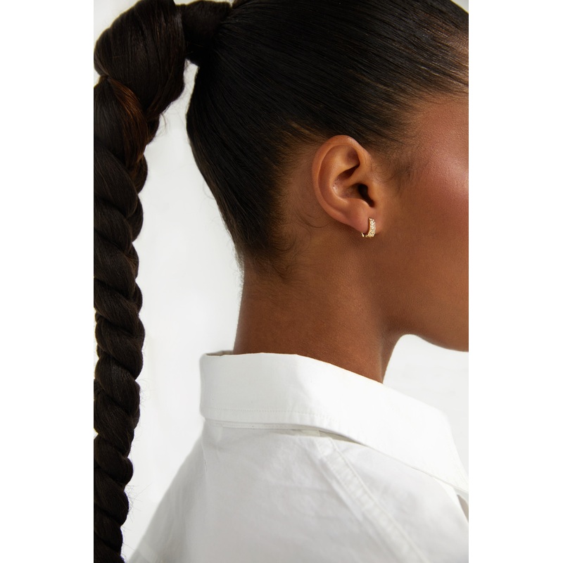 HUGGIE HOOPS WITH GEM Gold One Size