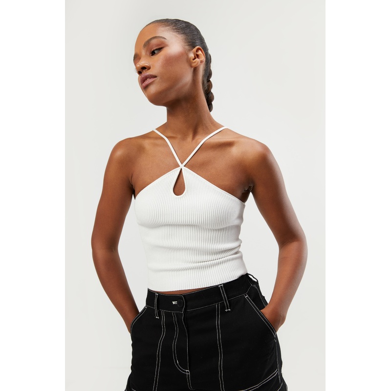 KEYHOLE TANK Cream Double Extra Small