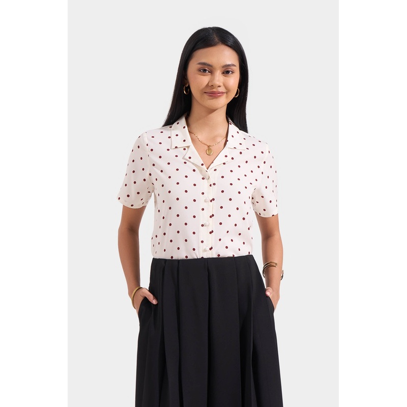 Polka Notched Collared Shirt Multi-Color Combination XS