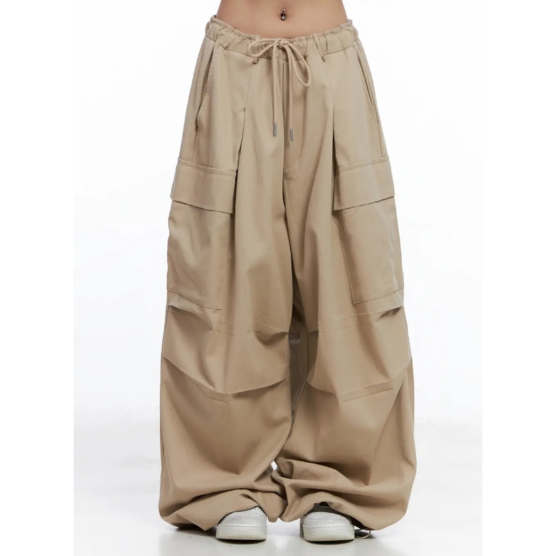 Wide-Leg Cargo Balloon Pants CL514 Beige M/L