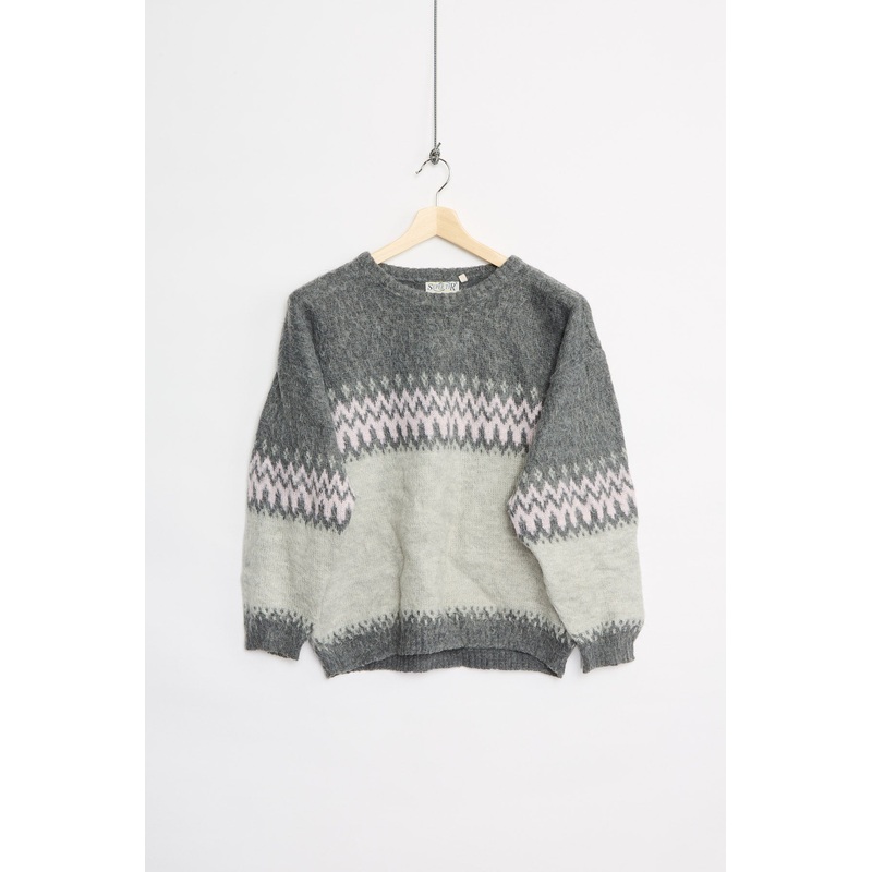 80’s Swedish brushed pattern knit (L) L