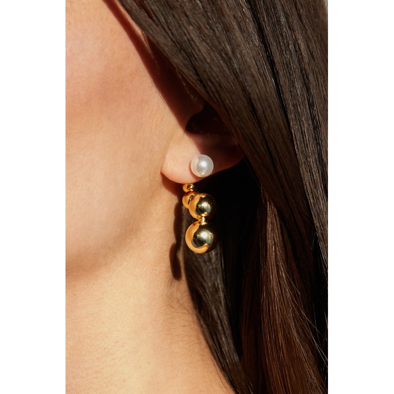 GOLD EARRINGS WITH PEARL DETAIL Gold One Size