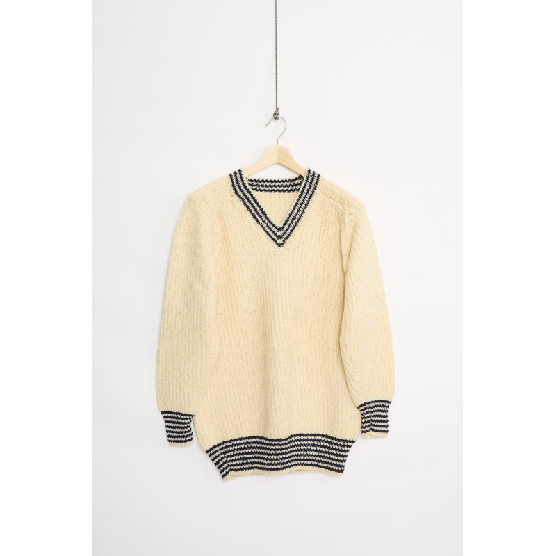 Handknit wool cricket sweater (M) M