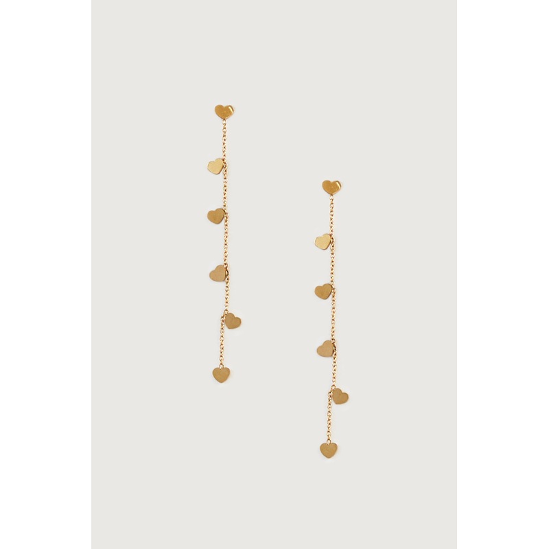 HEART CHAIN EARRING Gold One Size