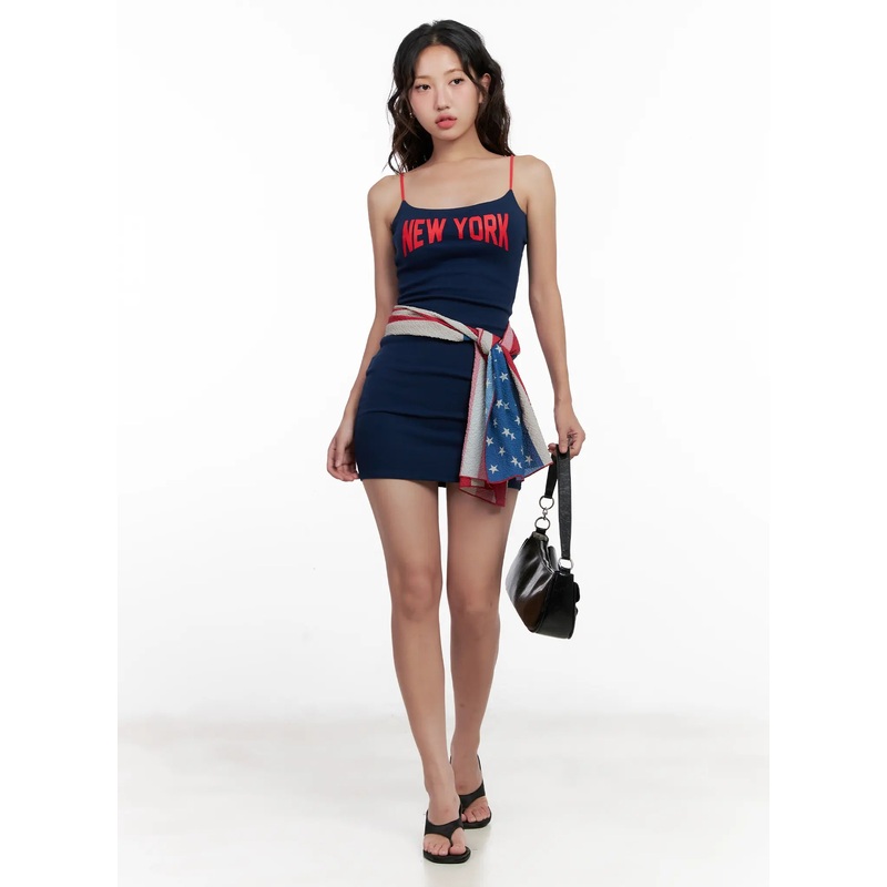 Contrast Strap Mini Dress CL518 Dark blue S/M
