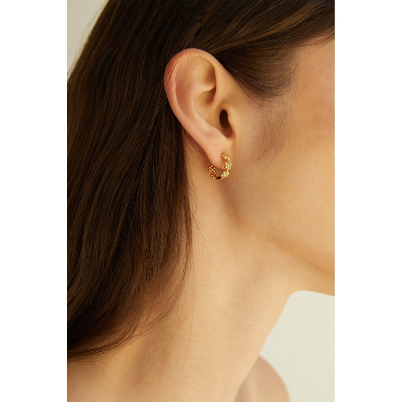 FLORAL DOTTED HOOPS Gold One Size