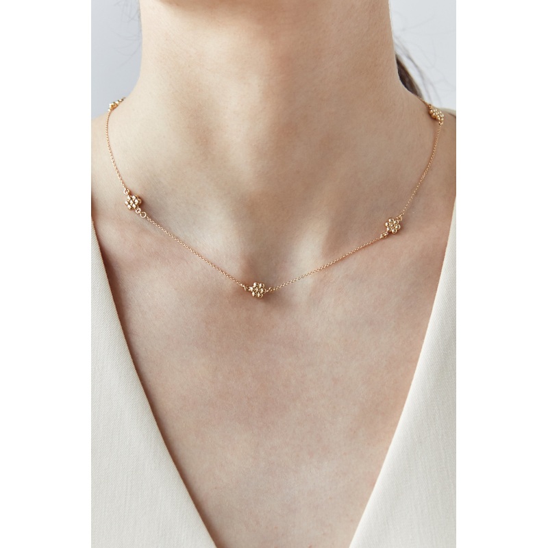 FLOWER ROLO CHAIN NECKLACE Gold One Size