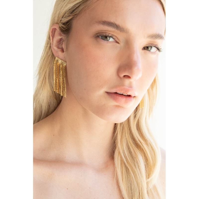 FRINGE EARRING Gold One Size