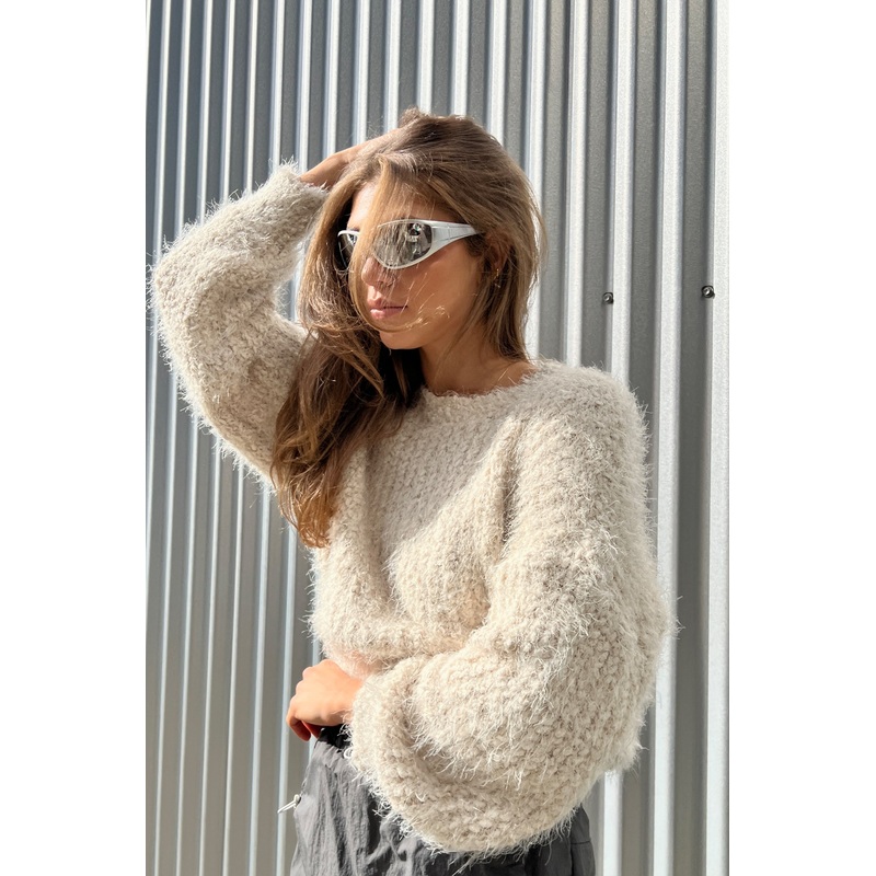 FUZZY SWEATER White Small