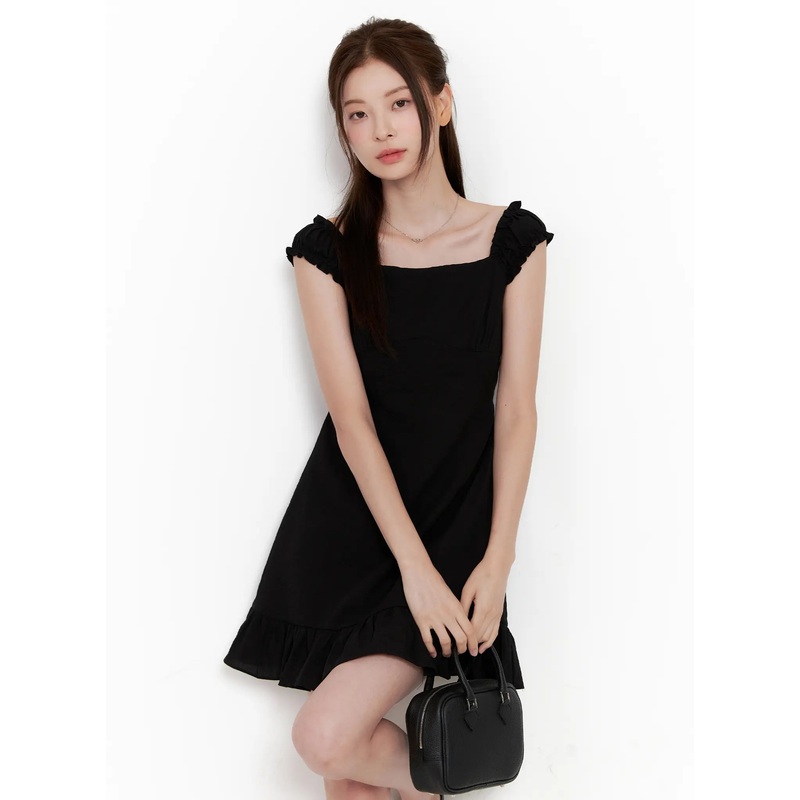 2-Way Cotton Mini Dress CL523 Black S/M
