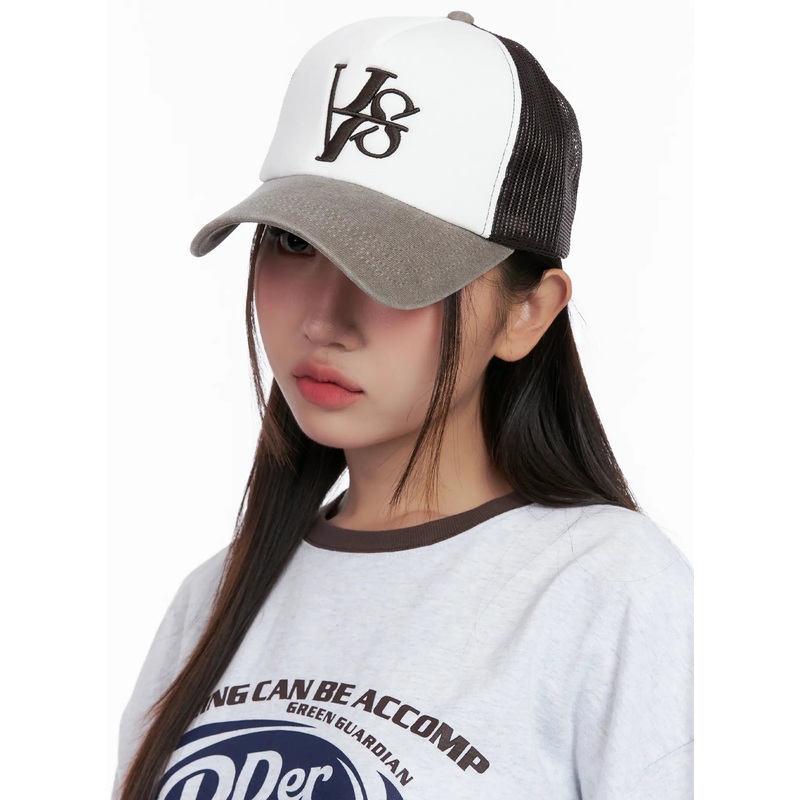 Embroidered Mesh Trucker Cap CL522 Dark brown One Size