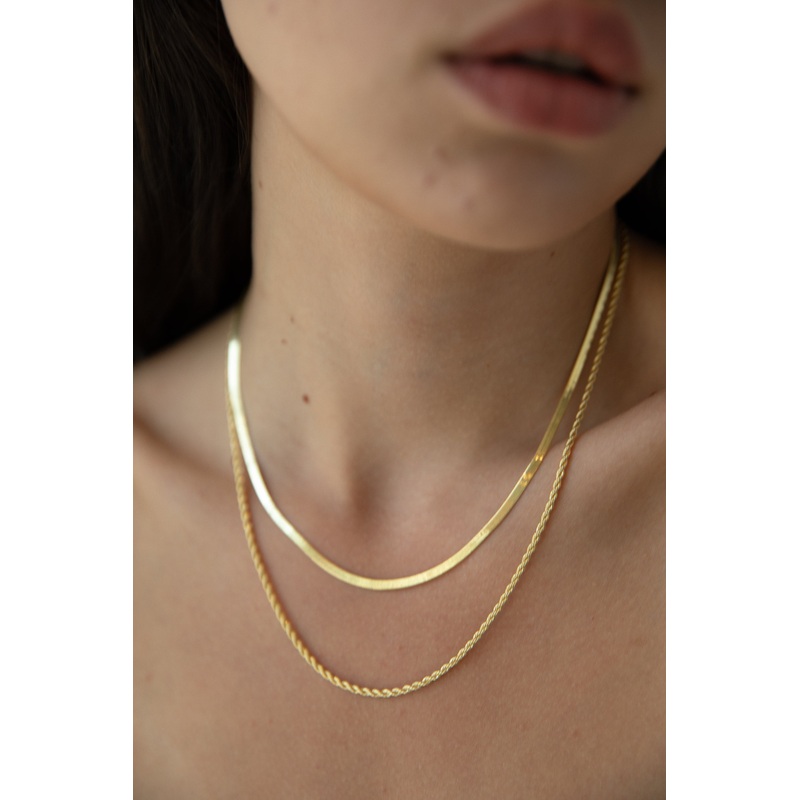 DOUBLE CHAIN NECKLACE Gold One Size