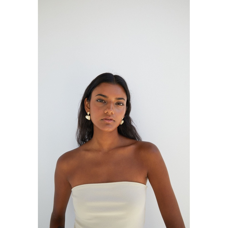 DOUBLE HEART EARRING Gold One Size