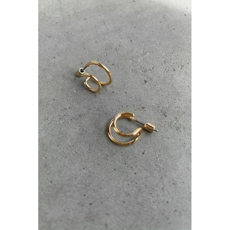 DOUBLE HOOP EARRINGS Gold One Size