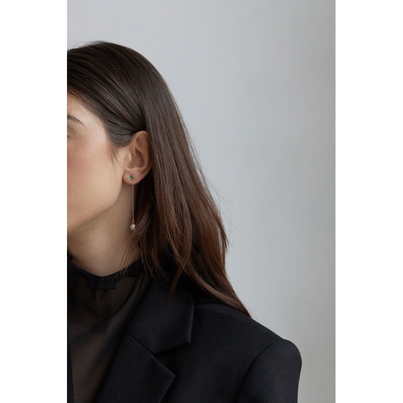 DROP CHAIN PEARL EARRING Gold One Size