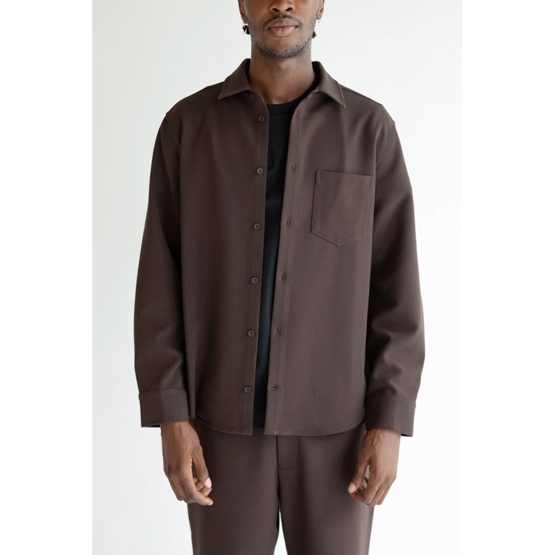 RELAXED FIT COLLARED SHIRT Coffee Bean Extra Small