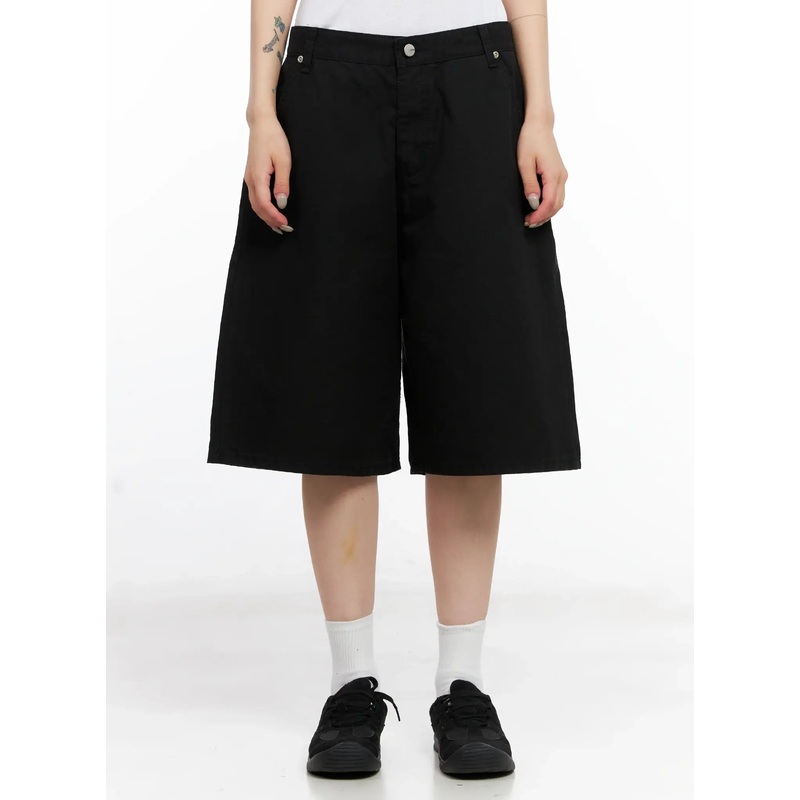 Wide-Leg Cotton Bermuda Shorts CL525 Black S