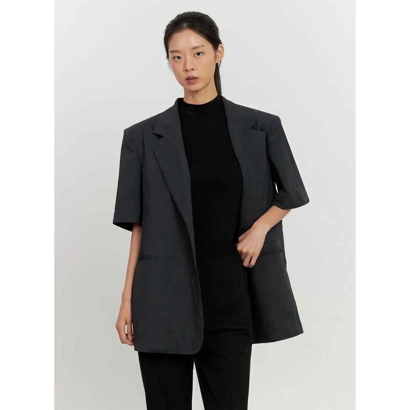 Boxy Short-Sleeve Blazer IL528 Dark gray M/L