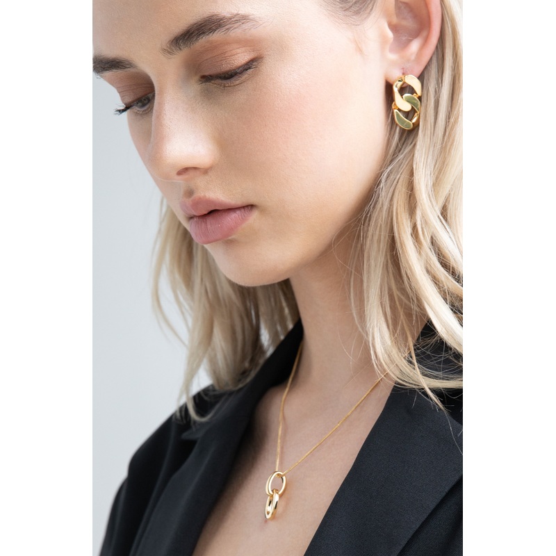 CUBAN LINK DROP EARRING Gold One Size