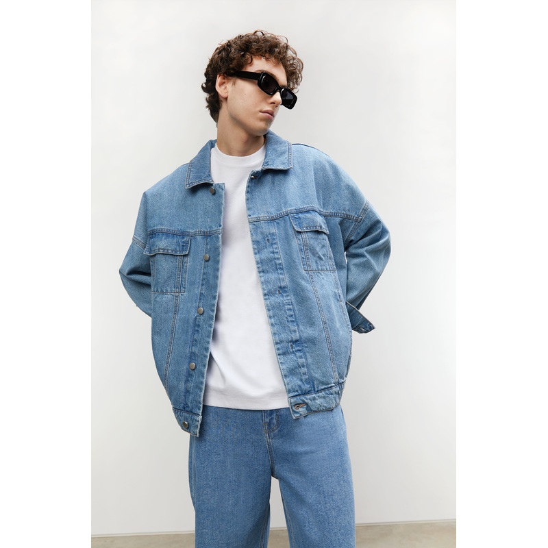 DENIM JACKET Light Destroyed Wash Double Extra Small