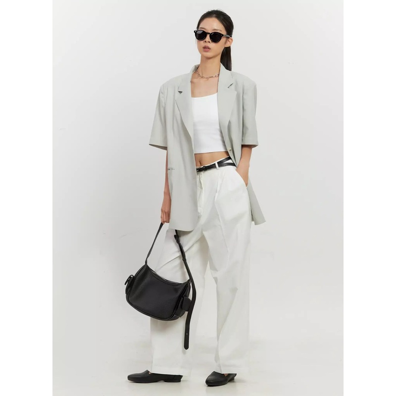 Short-Sleeve Blazer Jacket IL528 Gray M/L