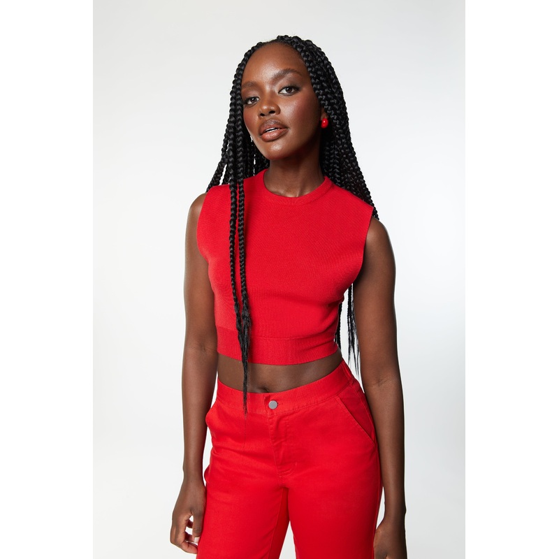 CROPPED OPEN BACK TOP Goji Berry Extra Small