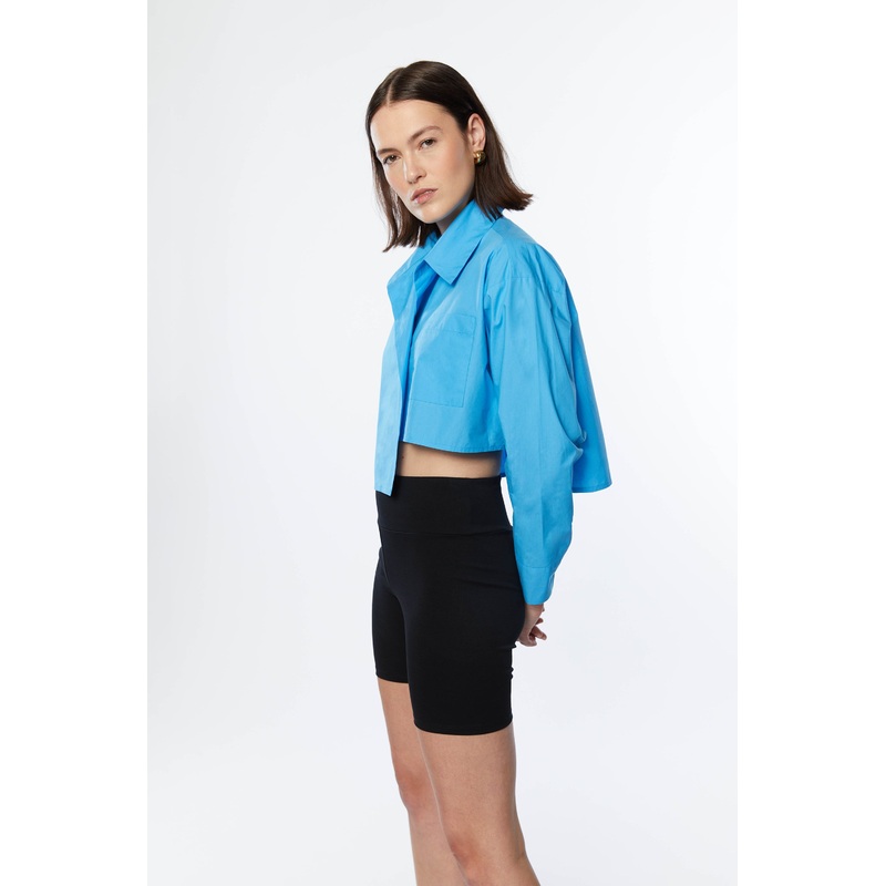 CROPPED SHIRT Cobalt Blue Small