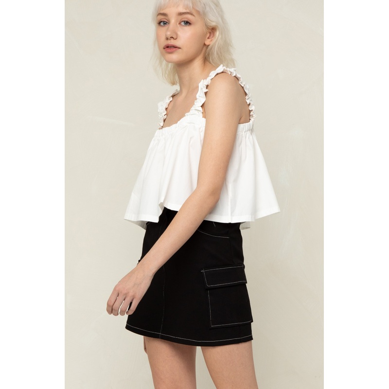 CROPPED SQUARE NECK TANK White Small