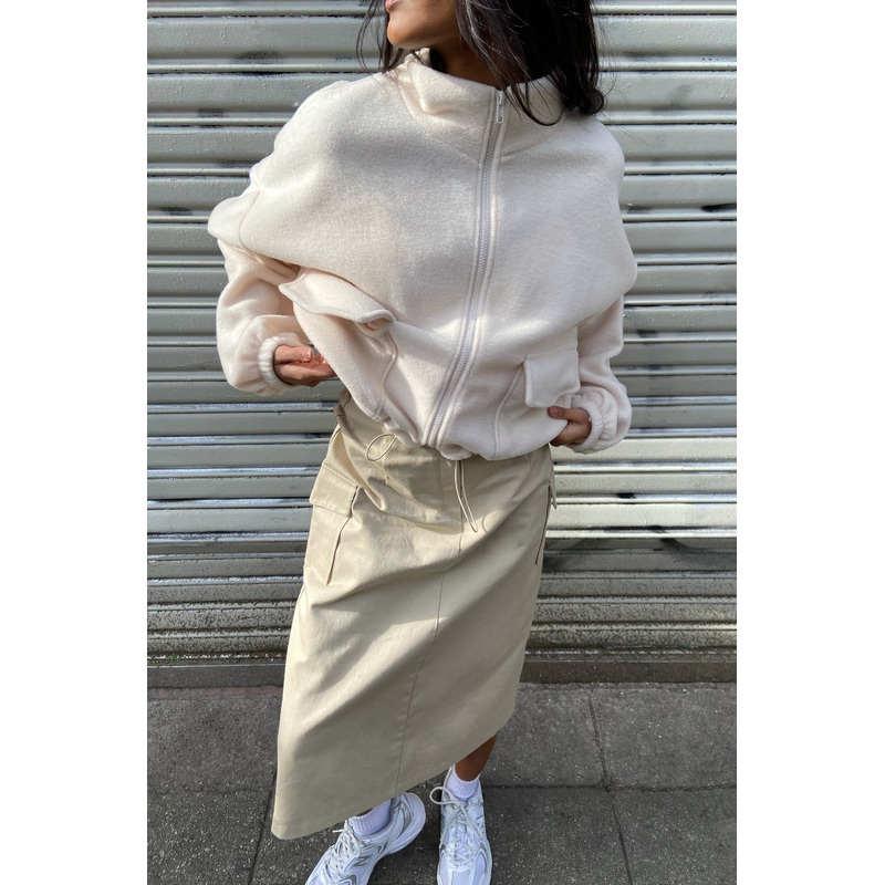 CROPPED ZIP-UP JACKET Seedpearl Small