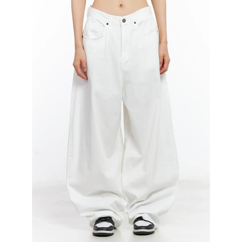 Wide-Leg Loose-Fit Pants CL529 White S