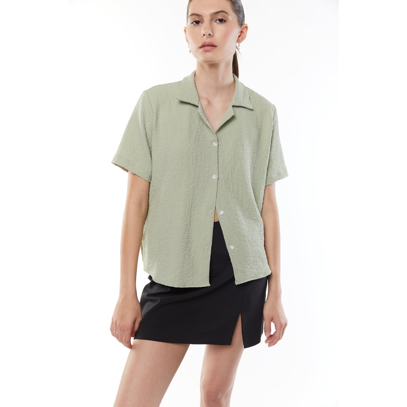 CRINKLE SHORT SLEEVE SHIRT Alfalfa Small