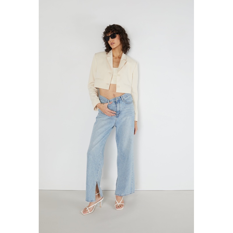 CROPPED BLAZER Oatmeal Extra Small