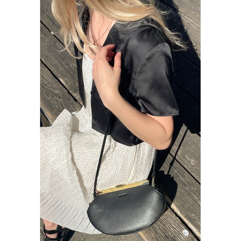 CROPPED COLLARED SHIRT Black Extra Small