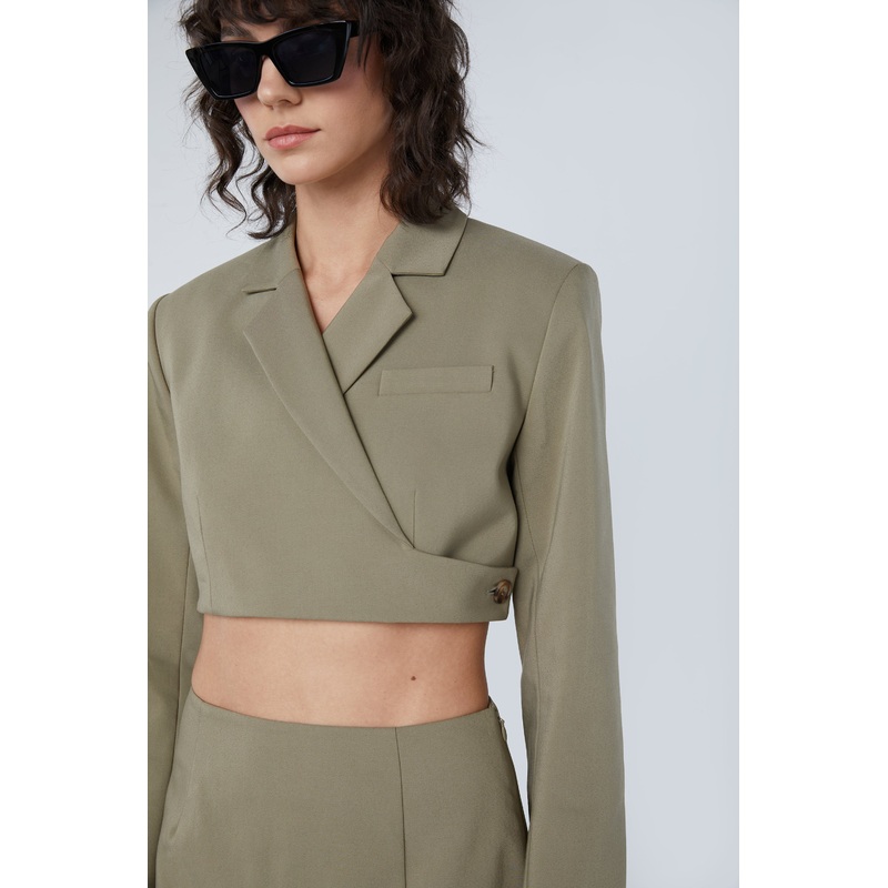 CROPPED CROSS BACK BLAZER MOSS Extra Small
