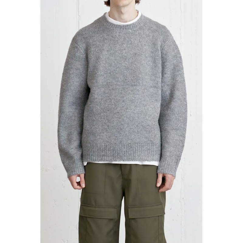 BASIC CREWNECK SWEATER HEATHER CHARCOAL GREY Double Extra Small