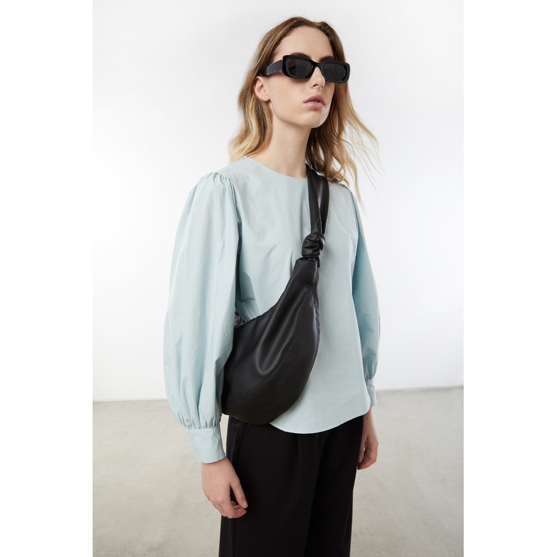 COTTON POPLIN BLOUSE Black Small