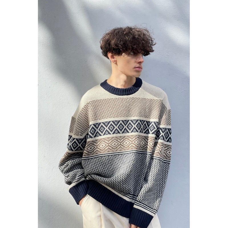CREWNECK SWEATER Brown Nordic Small